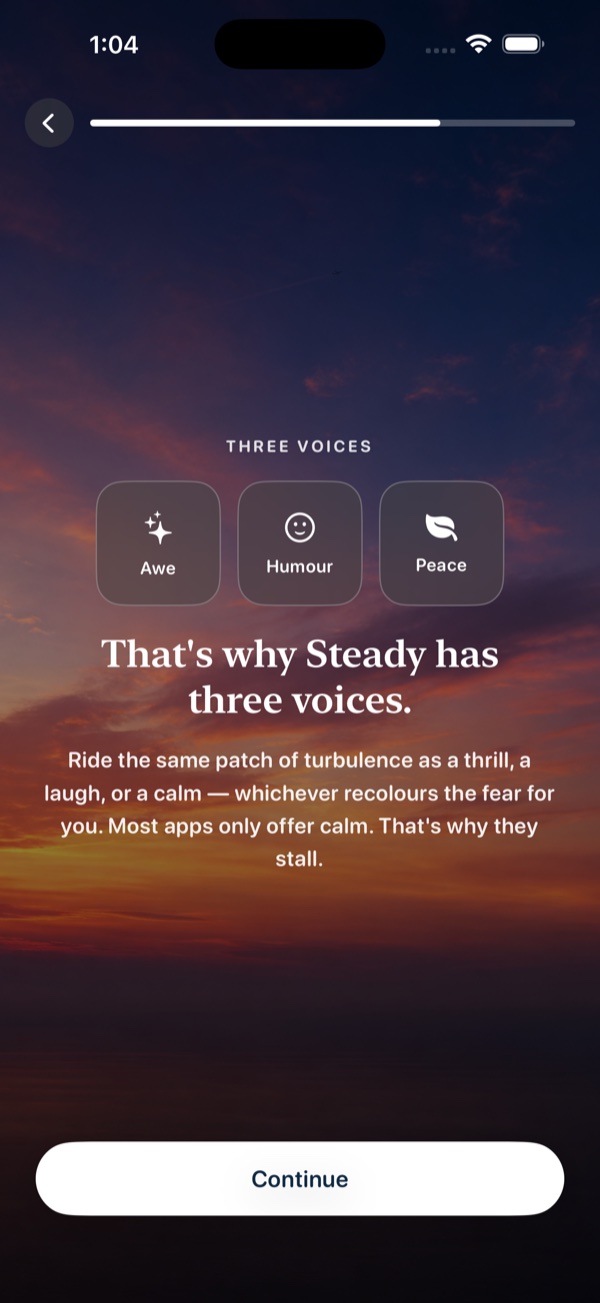 Three voices — Awe, Humour, Peace